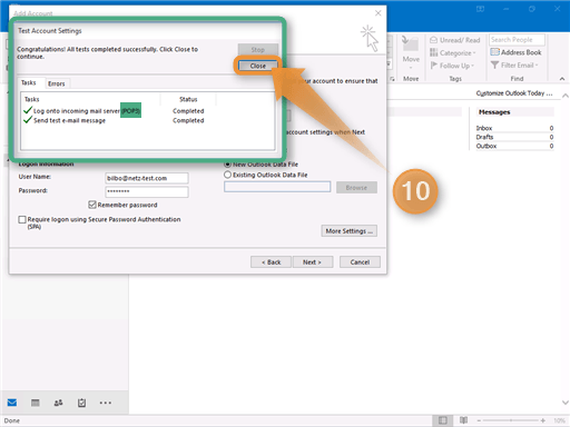 Outlook Email Configuration Step 10