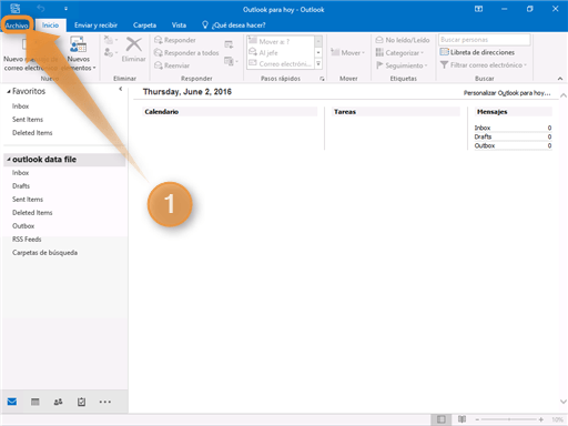 Configuración de Correo Outlook Paso 1