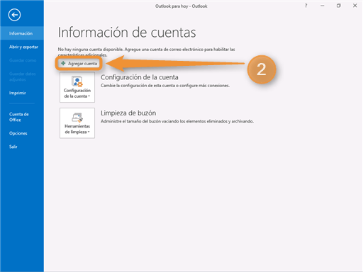 Configuración de Correo Outlook Paso 2