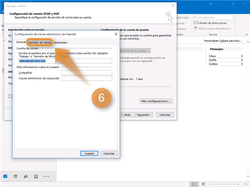 Configuración de Correo Outlook Paso 6