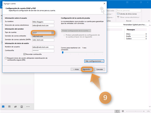 Configuración de Correo Outlook Paso 9