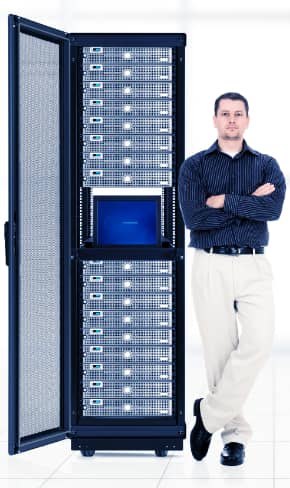 Guy next to rack